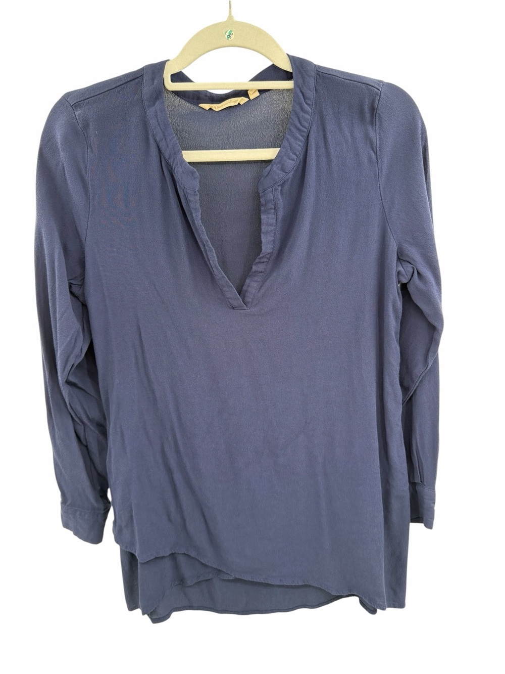 Soft Surroundings Navy Blue Split Neck Adjustable Sleeve Tunic Top Medium